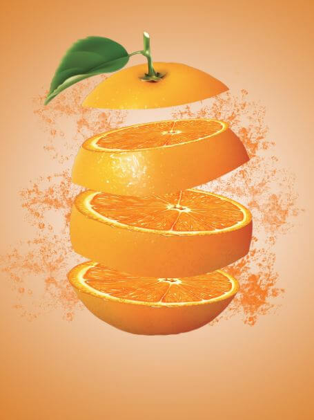 오렌지를 자른 모습