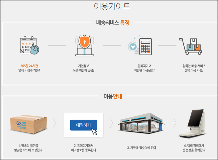 gs25편의점택배 이용방법 설명