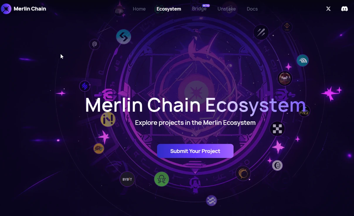 비트코인 Layer2 를 지원하는 Merlin chain (MERL) 에 대한 웹사이트 표지 사진