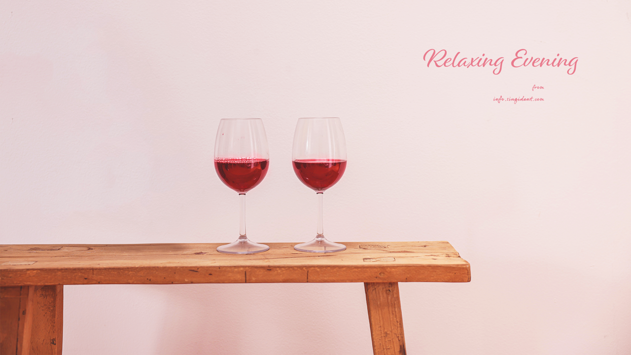 01 레드와인 두 잔 C - Relaxing Evening 와인색배경화면