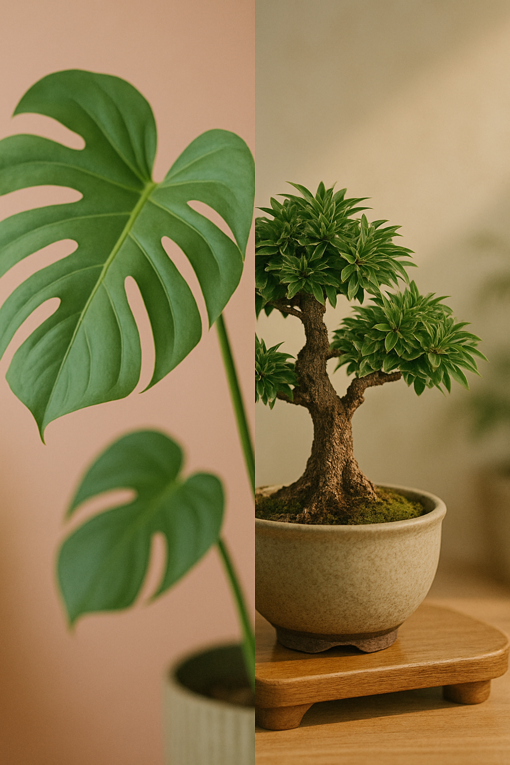 몬스테라와 소사나무분재