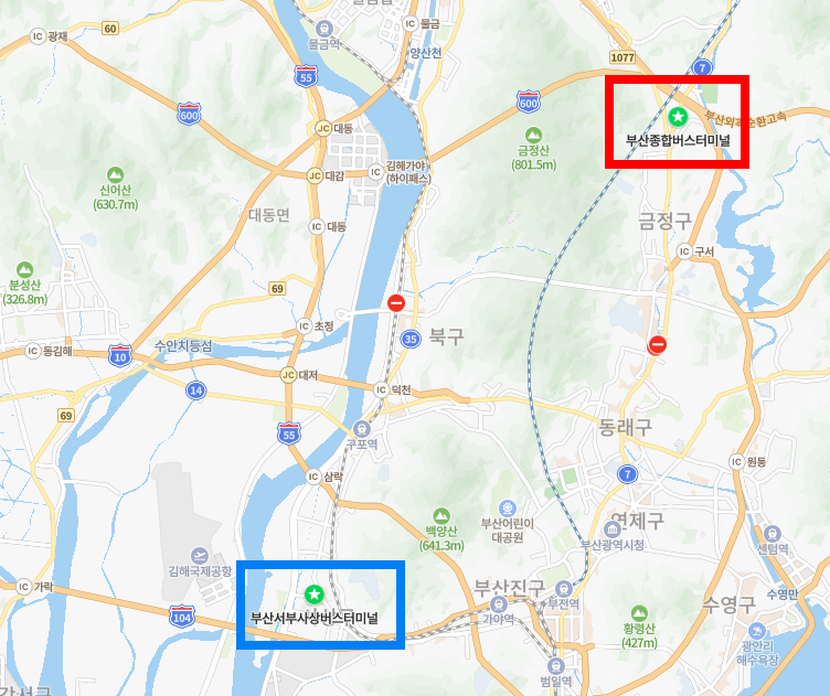 부산종합버스터미널 위치-지도