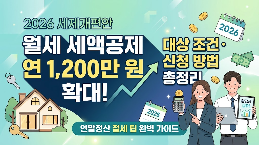 2026년 세제개편안 월세 세액공제 한도 확대 대상 조건 및 신청방법 총정리