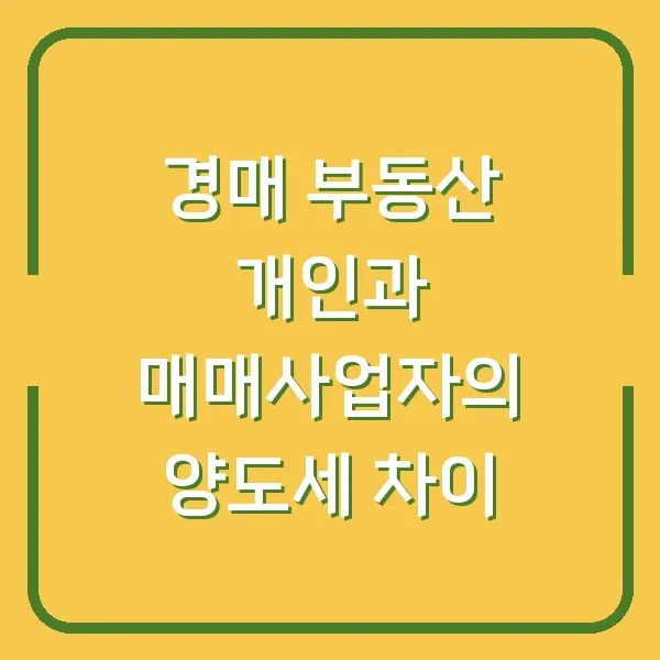 경매 부동산 개인과 매매사업자의 양도세 차이