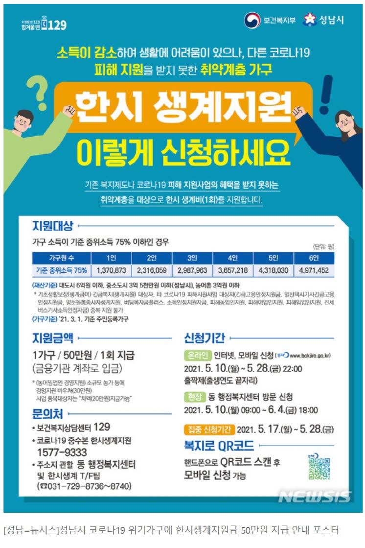 성남시 생계지원금