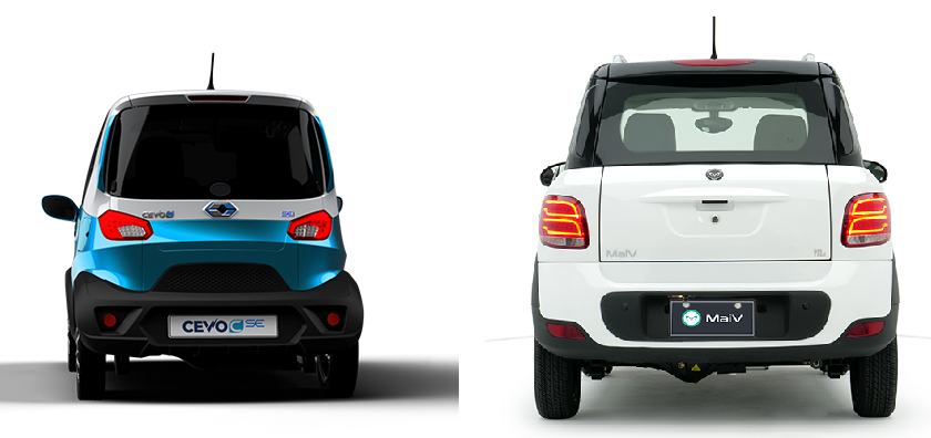 좌) 쎄보c se, 우) 마이브m1 둘다 후면 사진