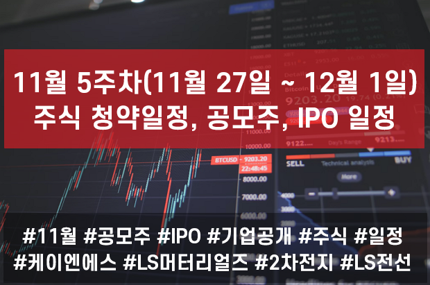 11월 마지막 기업공개(IPO), 주식 청약 일정