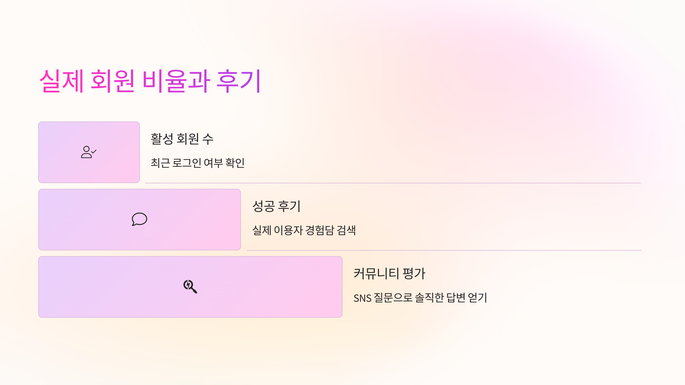 실제 회원 비율과 후기 체크 🔍