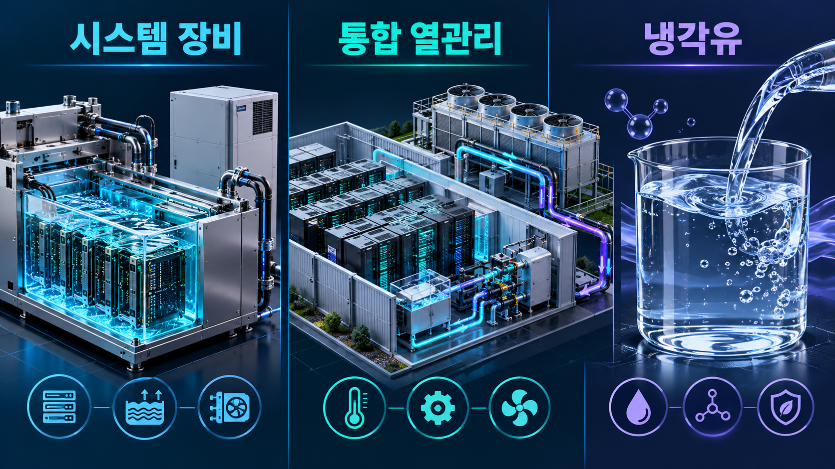 시스템 장비 통합 열관리 냉각유로 구분한 액침냉각 관련주 가치사슬