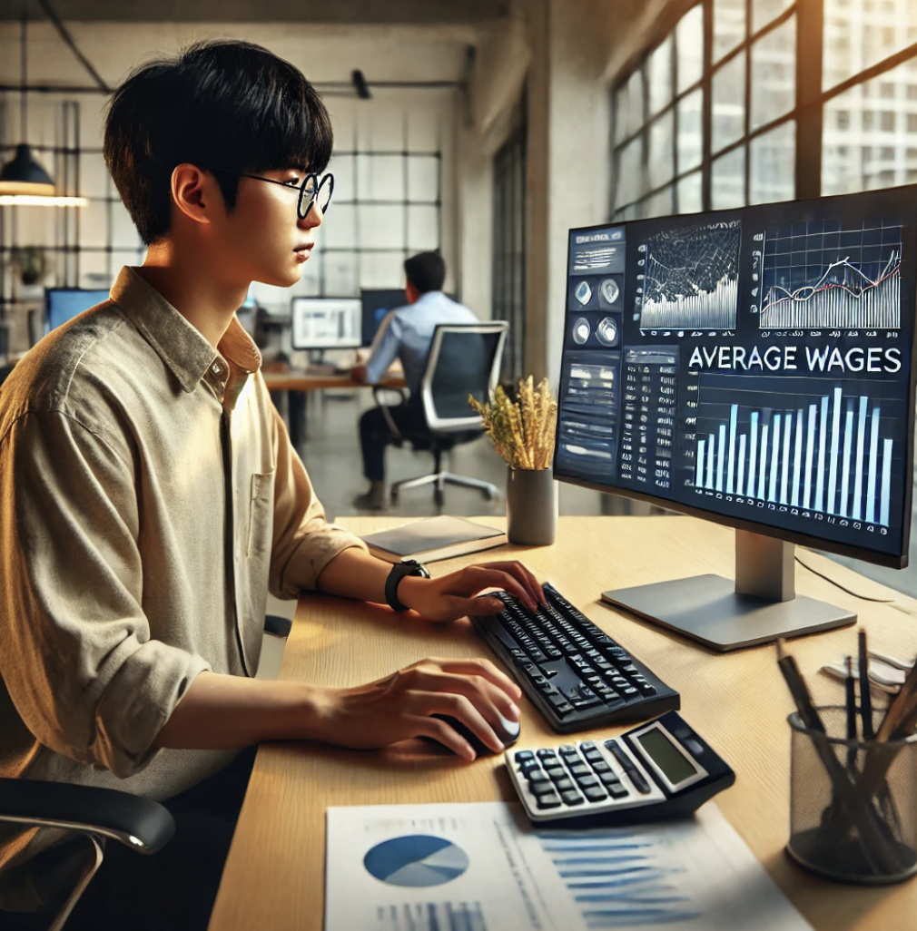 평균임금을 게산하는 직원의 모습