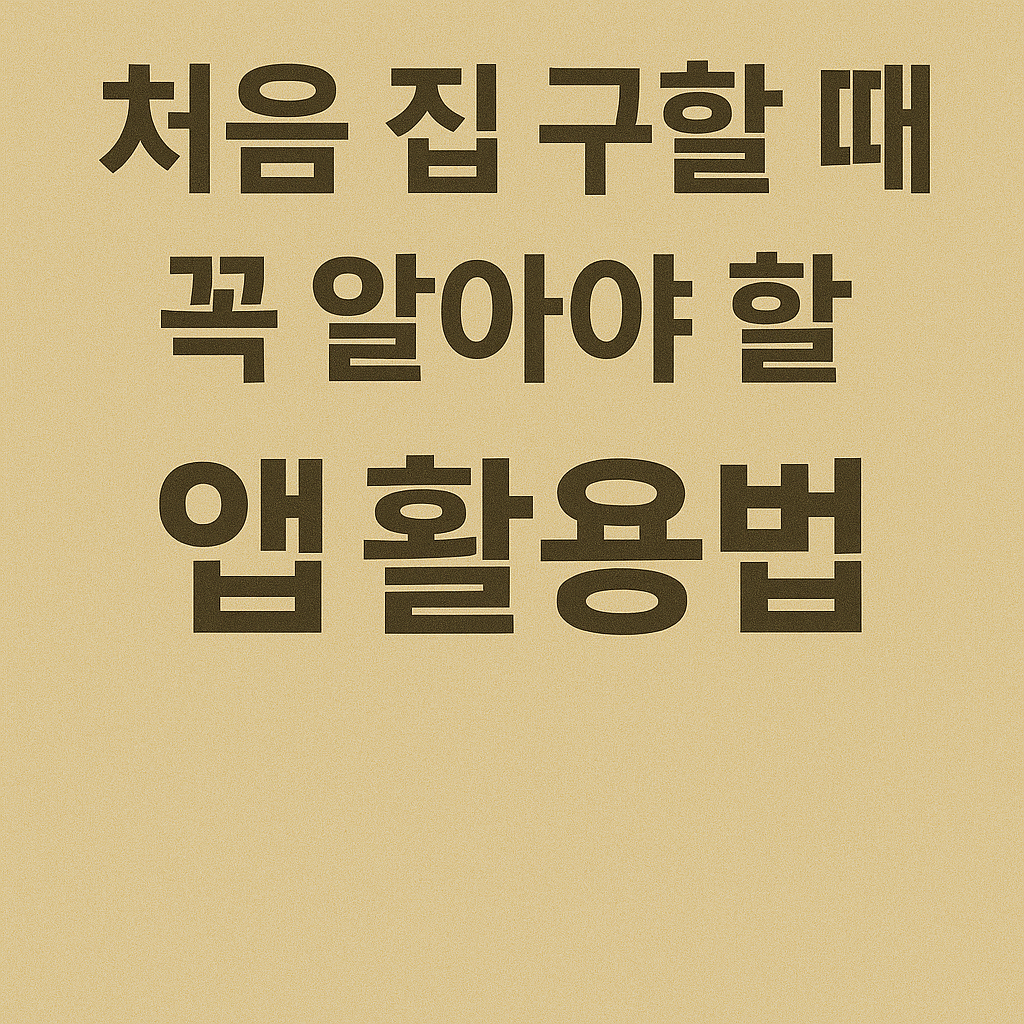 처음 집 구할 때 꼭 알아야 할 앱 활용법