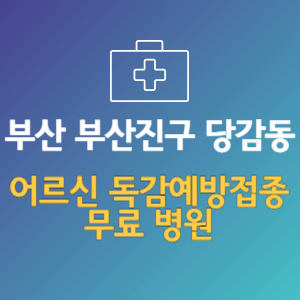 부산 부산진구 당감동 노인 독감예방접종 무료 병원 (인플루엔자 무료 접종 대상 날짜)