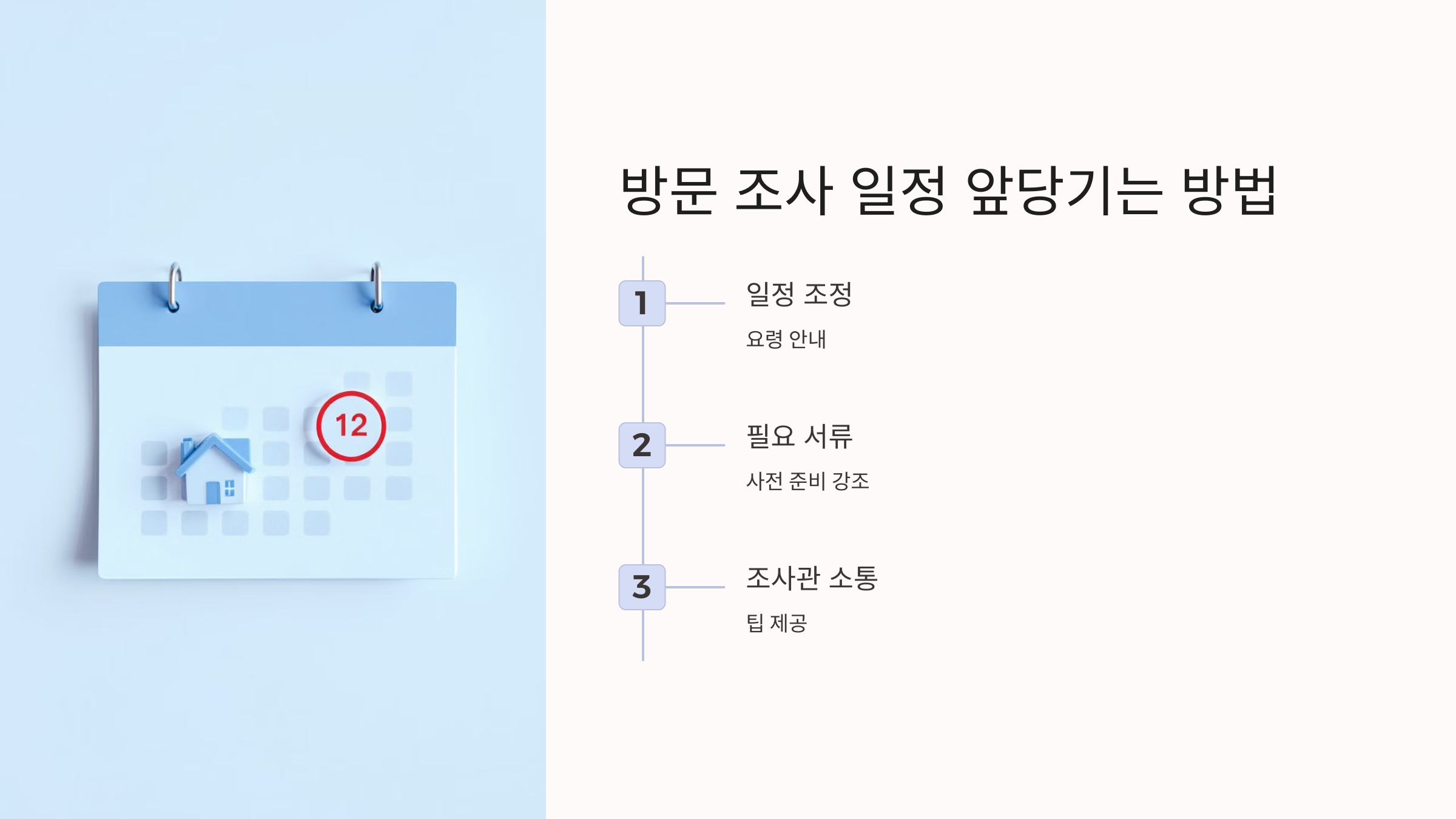 방문 조사 일정 앞당기는 방법 📞