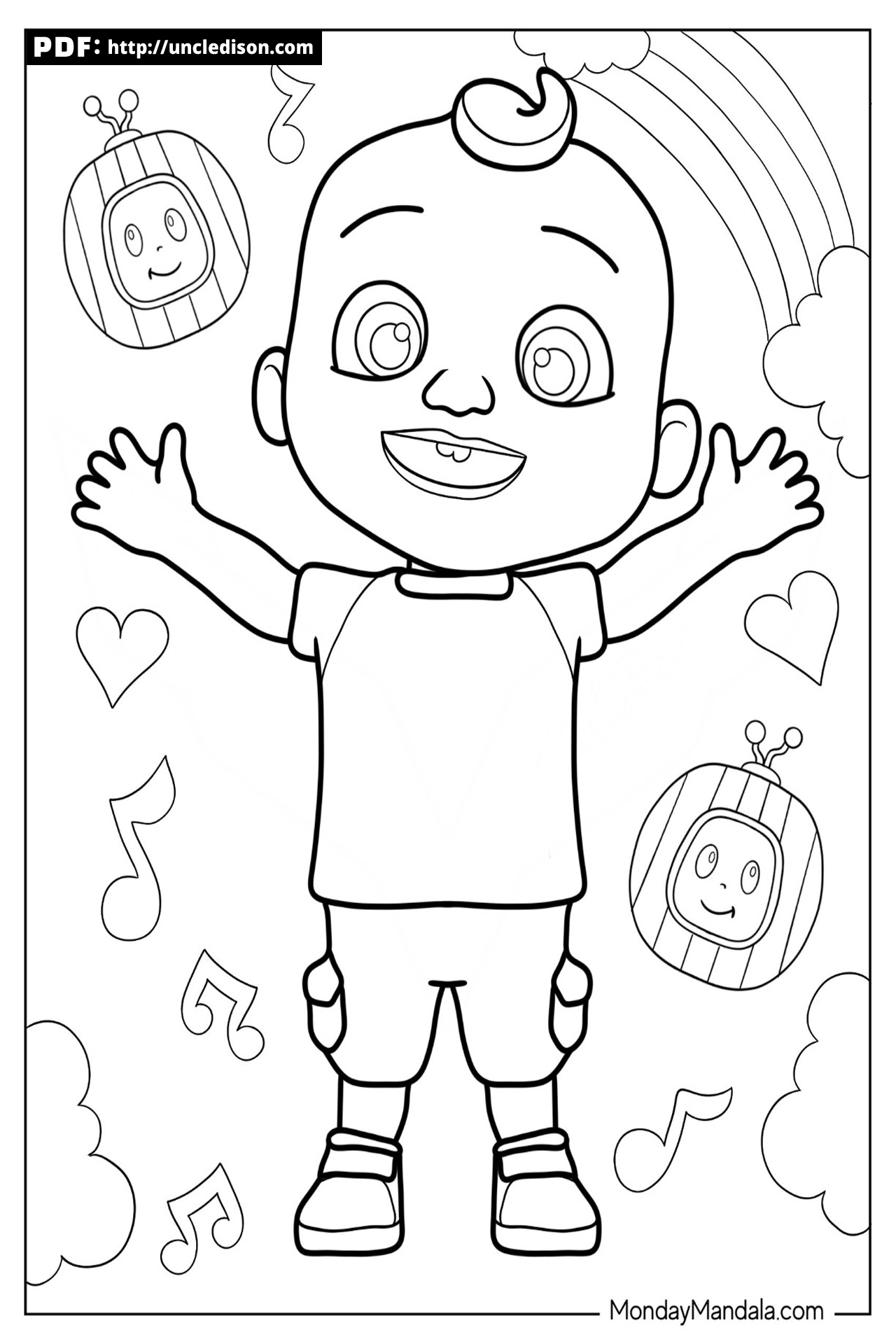 코코멜론 색칠공부 무료도안 cocomelon coloring page