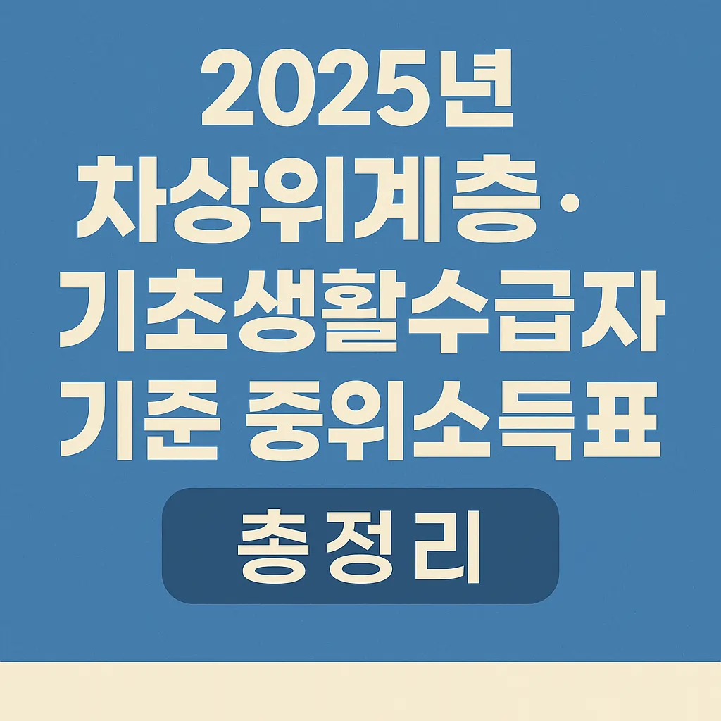 2025년 차상위계층·기초생활수급자 기준 중위소득표 총정리