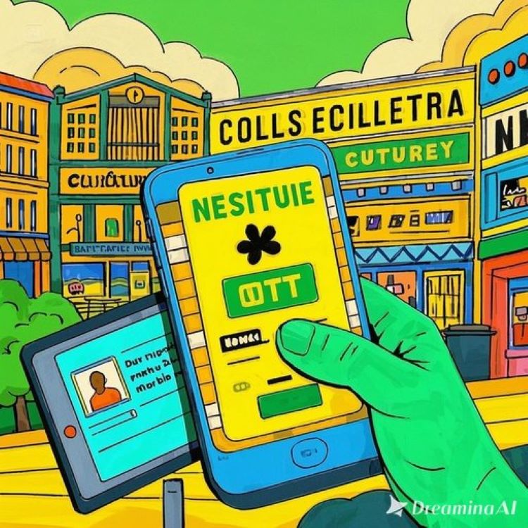 영화관, 공연장, 서점, 지역 축제 배경에 문화누리카드, 스마트폰 OTT 화면이 어우러진 이미지. 밝은 초록색과 노란색 톤으로 문화적 풍요와 혜택 강조.