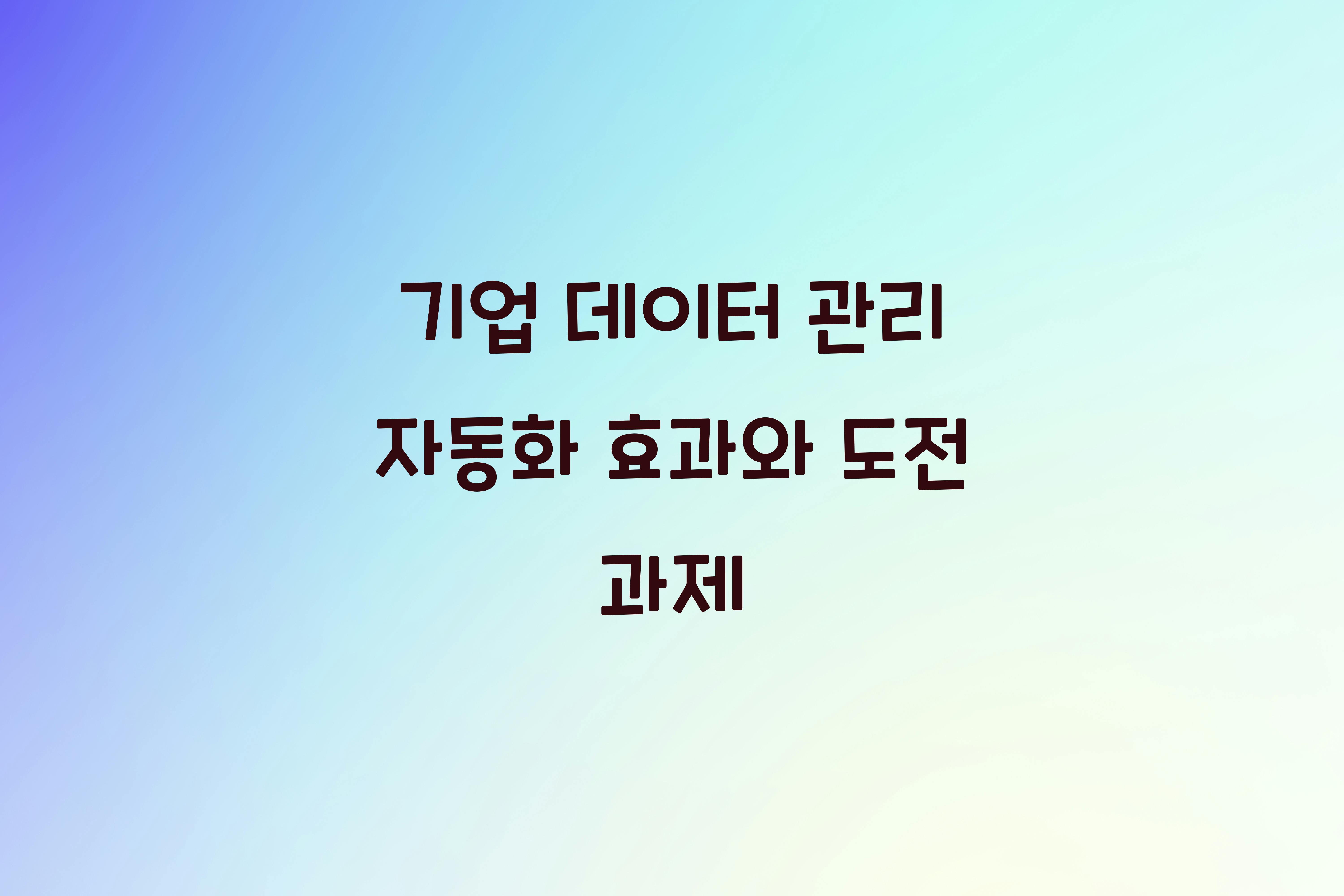 기업 데이터 관리 자동화  