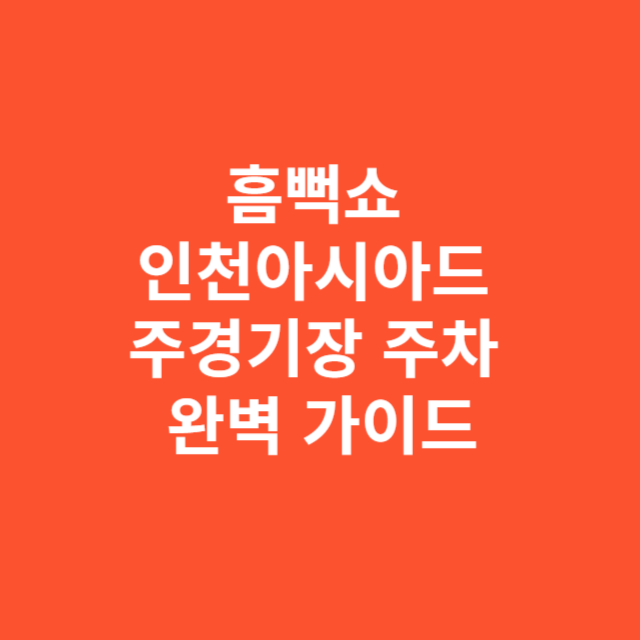 싸이 흠뻑쇼 인천아시아드 주경기장 주차 완벽 가이드
