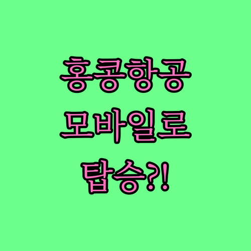 홍콩항공 모바일 탑승권 사용 가능 공..