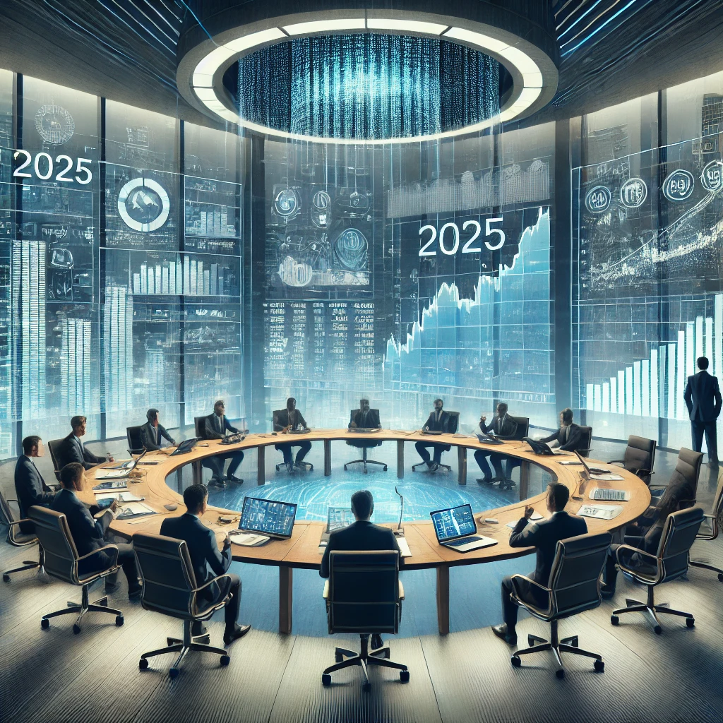 기업 회의실에 경제 정책 논의