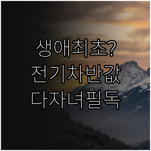 전기차 보조금 청년 생애 최초 지원 ..