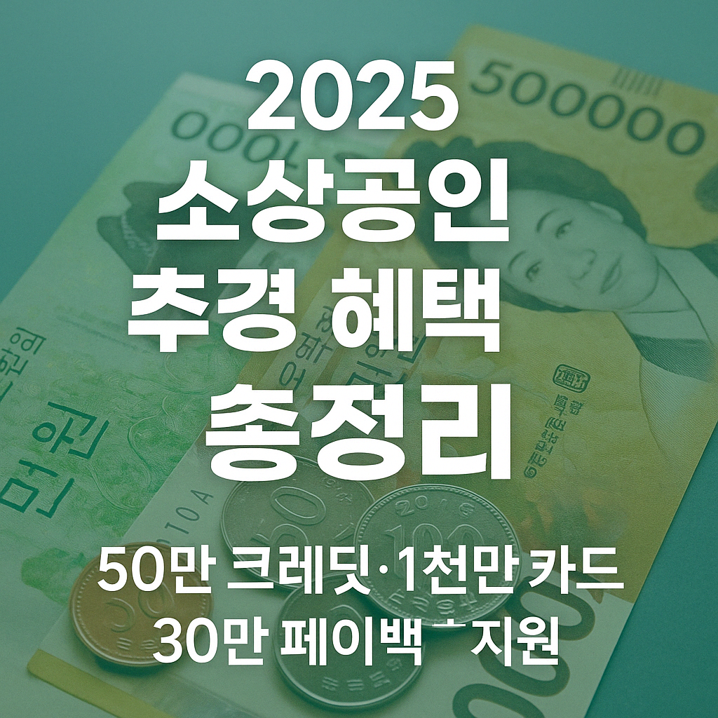 2025 소상공인 추경 혜택 총정리|50만 크레딧·1천만 카드·30만 페이백 지원 썸네일 이미지
