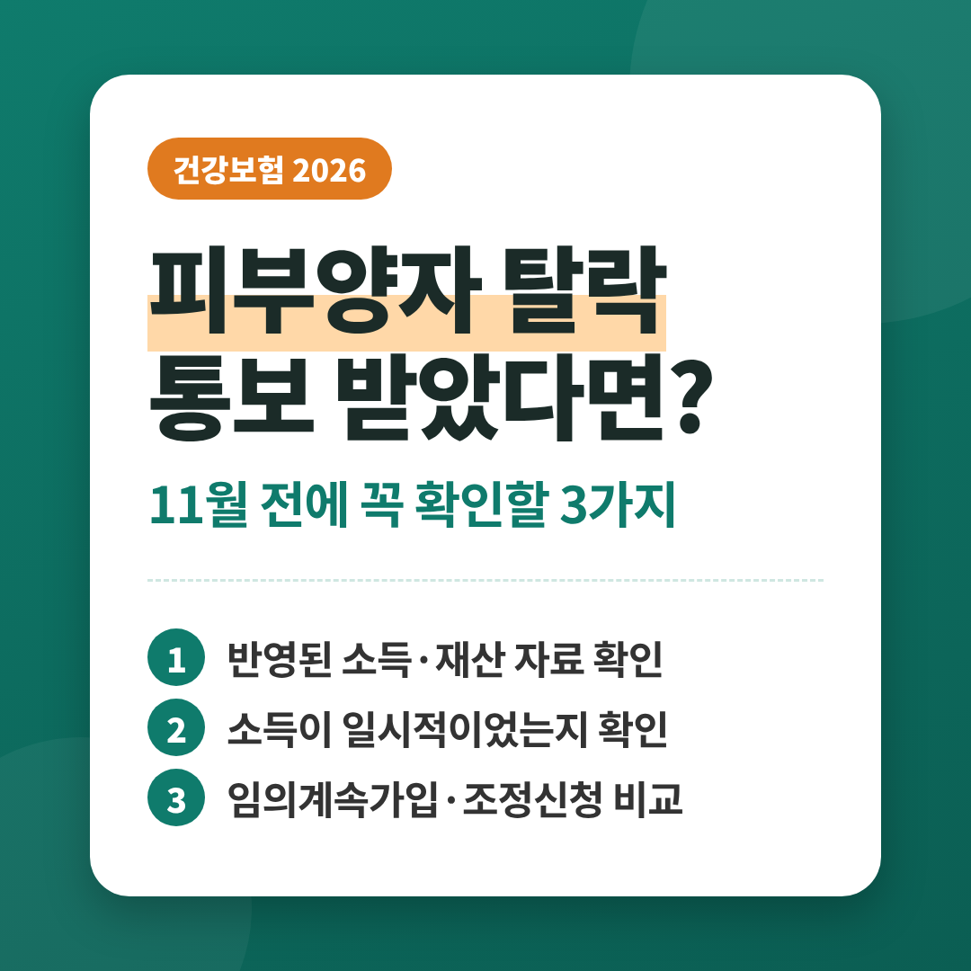 피부양자 탈락통보 11월전 확인할 3가지