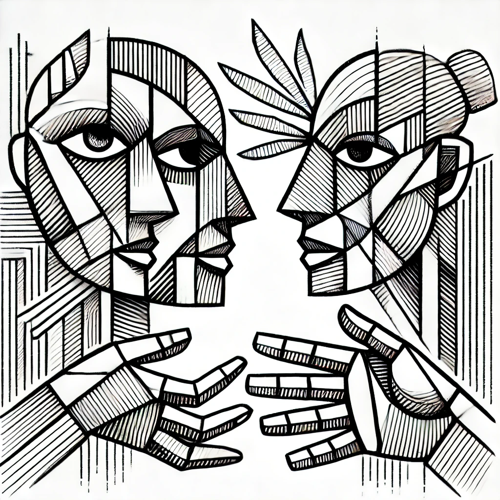 사람과 사람의 공감을 형상화 한 입체파 그림