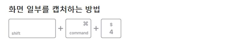 Shift + Command + 4 선택 영역 캡쳐 단축키