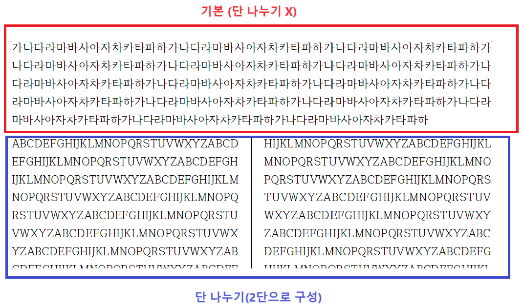 단나누기 기본과 단나누기 2단 구성
