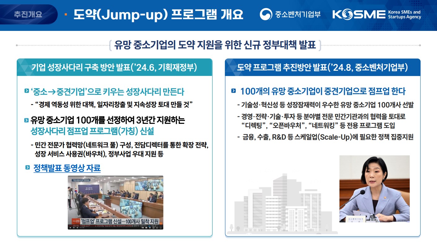 유망 중기업의 스케일업을 지원하는 2025년 도약(Jump-Up) 프로그램 참여기업 신청방법