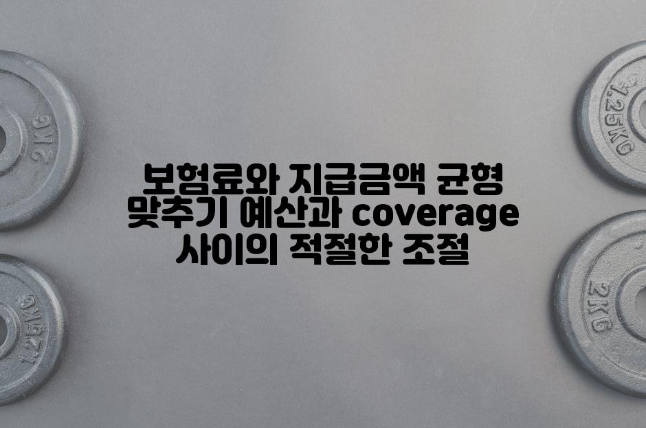 보험료와 지급금액 균형 맞추기 예산과 coverage 사이의 적절한 조절