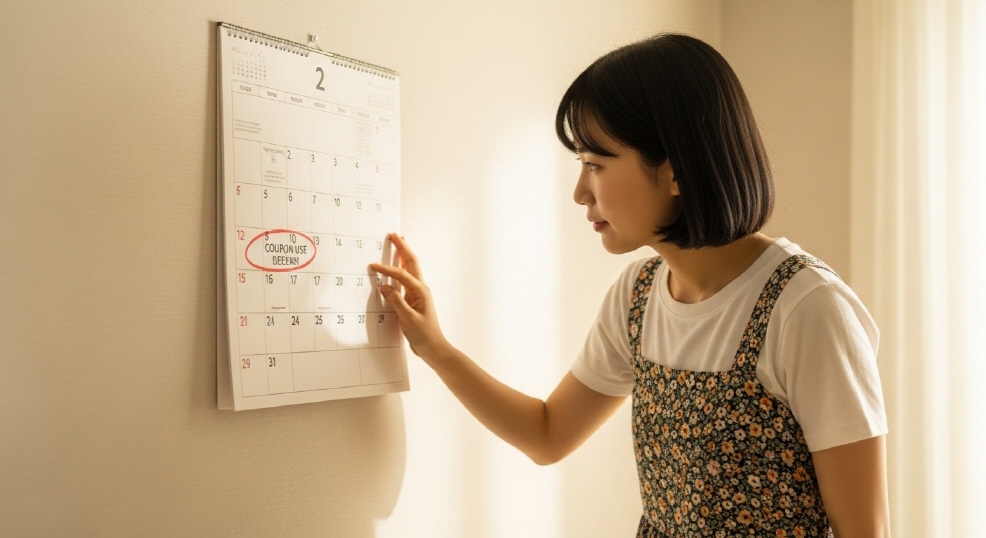 쿠폰 사용 마감일 표시된 달력