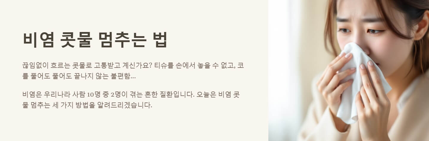 비염 콧물 멈추는 법