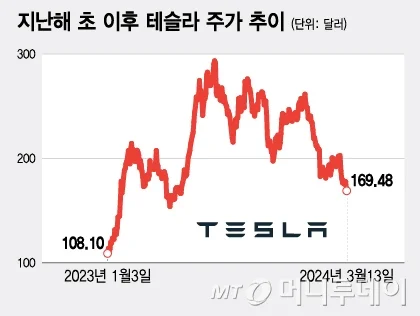 테슬라 주가 하락 원인 전망