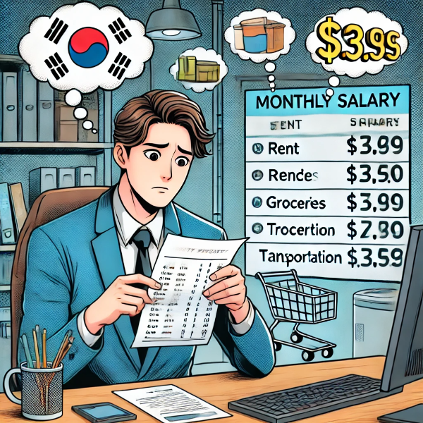 월급을 보고 고민하는 사람