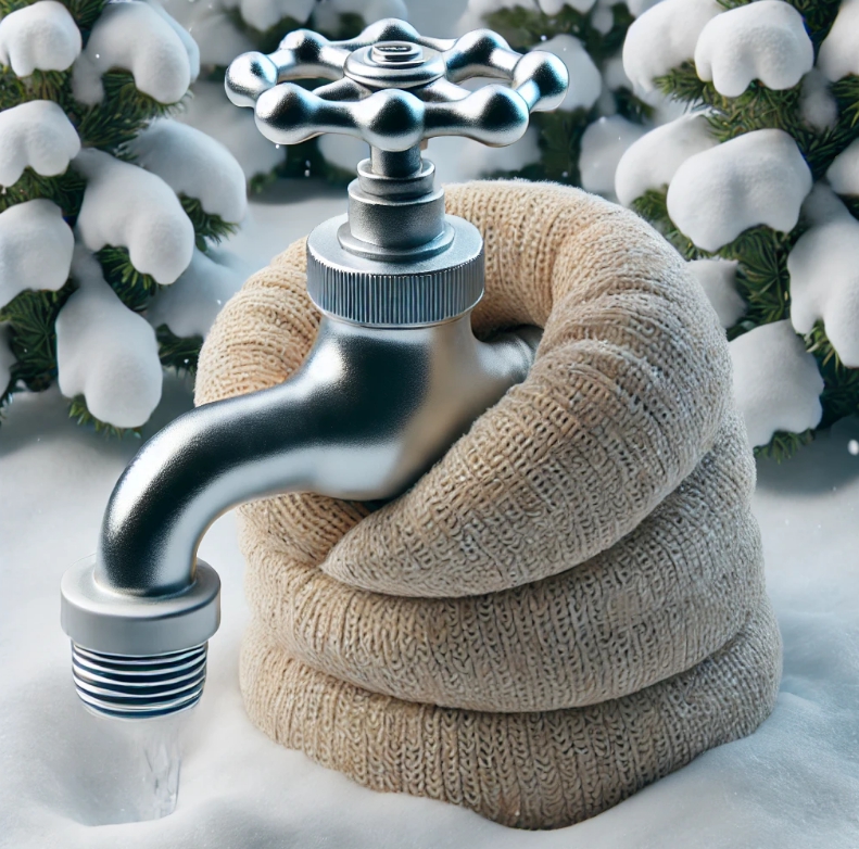 수도를 따뜻하게 보온 하는 모습