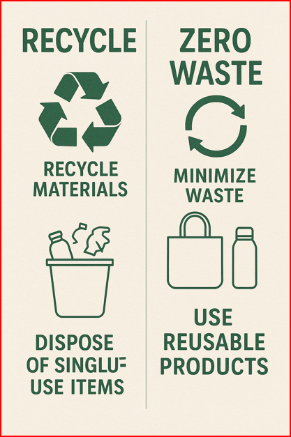 재활용과 제로 웨이스트의 차이점을 이해할 수 있는 사진