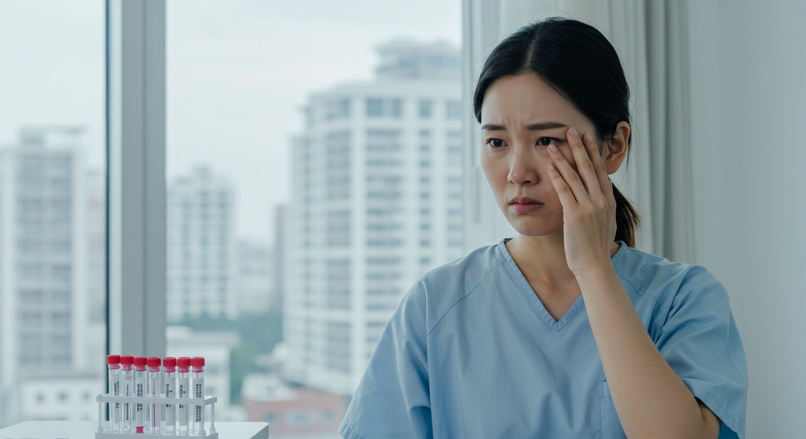 알포트 증후군 환자의 피검사 받는 이미지