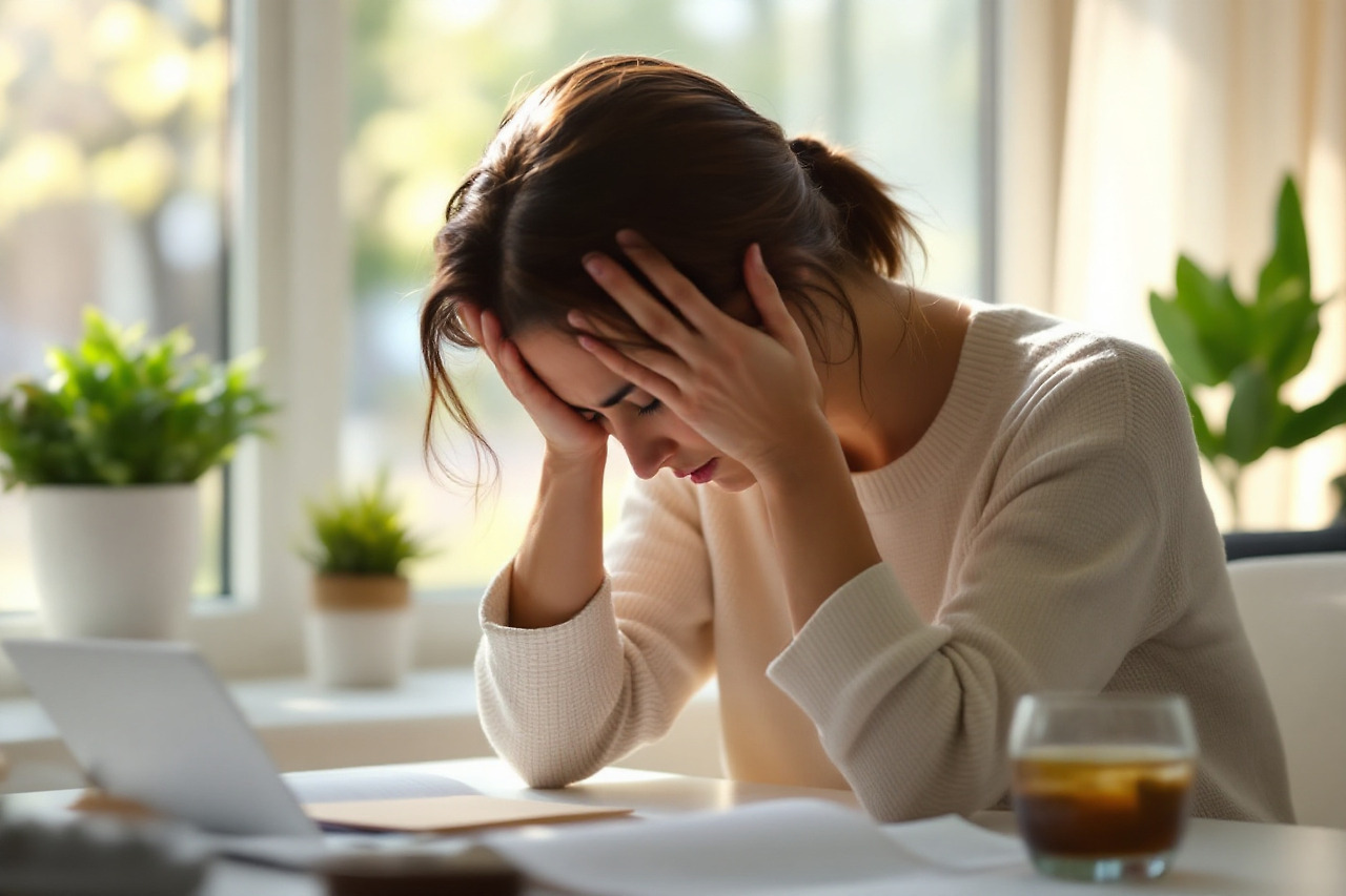숙취로 괴로운 모습