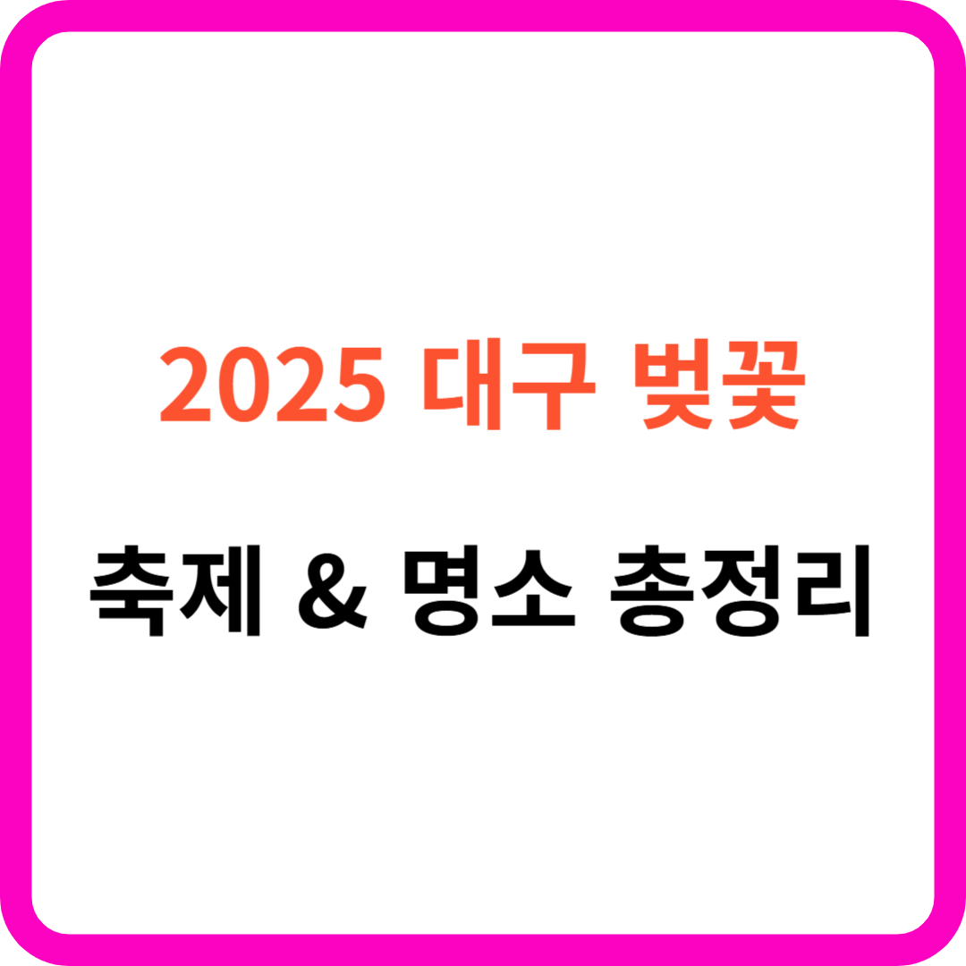 2025 대구 벚꽃 축제 &amp; 명소 가이드