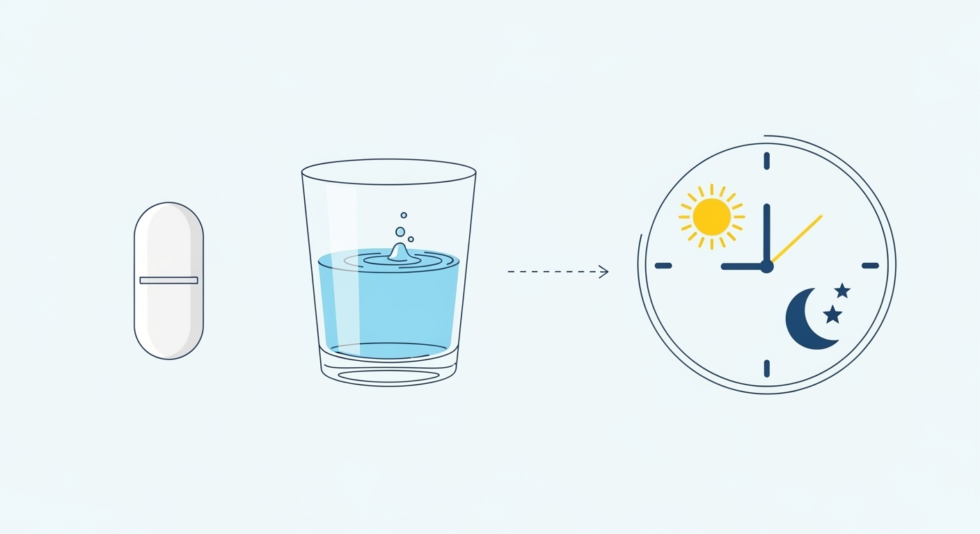 복용시간을-알려주는-시간과-물을-많이-마셔야하는-내용을-알려주는-그림입니다.