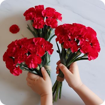 카네이션 꽃다발 만들기 아이와 함께 만들어 