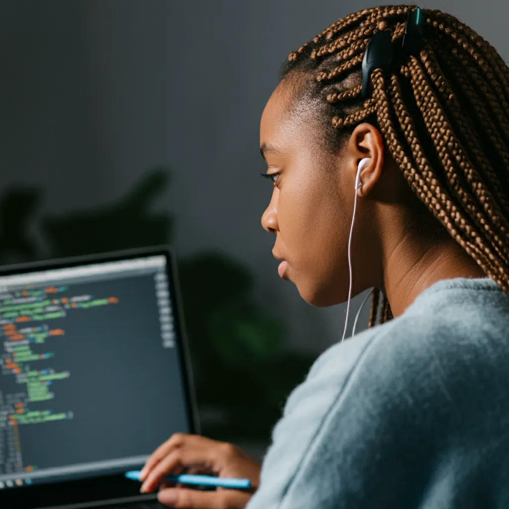 컴퓨터-화면-파이썬-여자