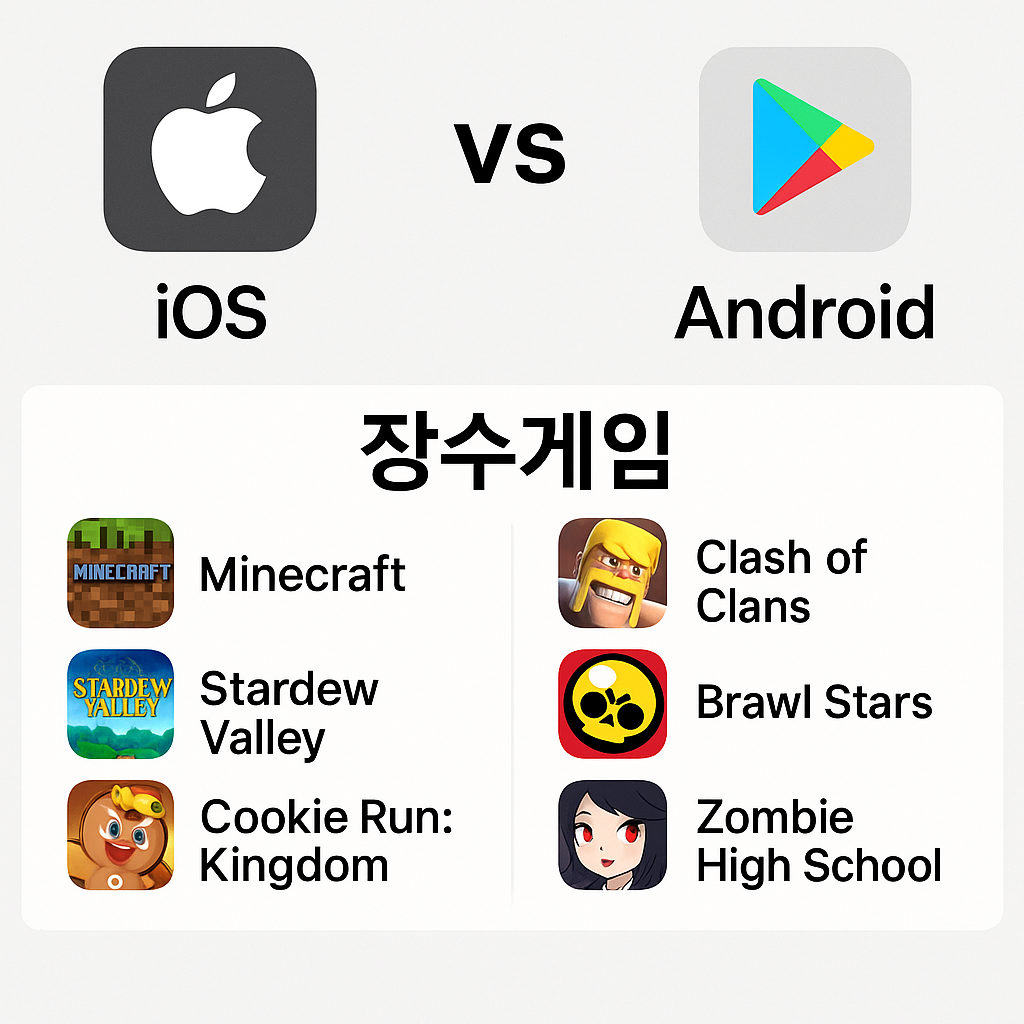 앱스토어 vs 플레이스토어 장수게임