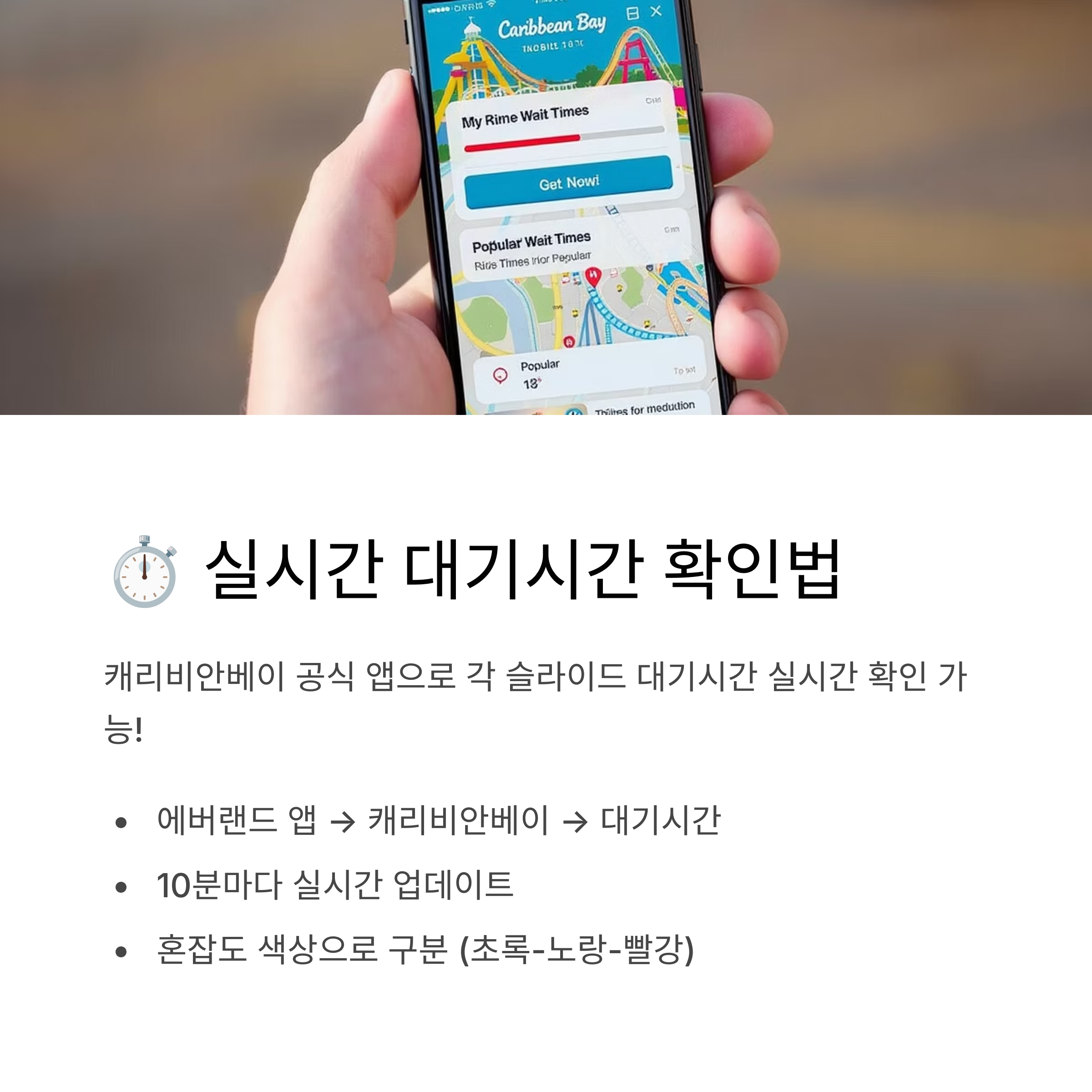 캐리비안베이 실시간 대기시간 확인하는 법