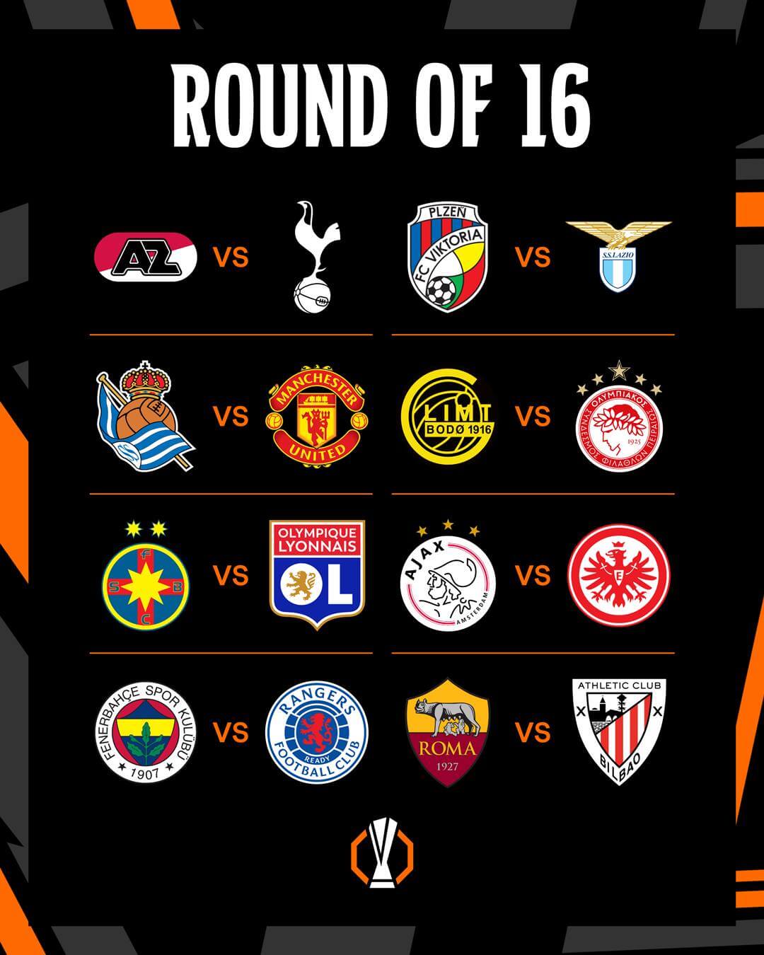 유로파리그 16강 플레이오프 대진표 토트넘