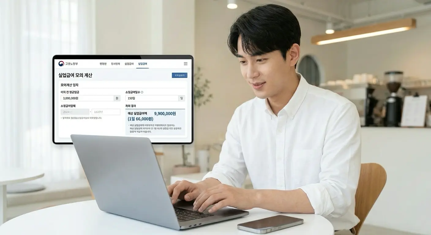 실업급여 금액 계산 화면