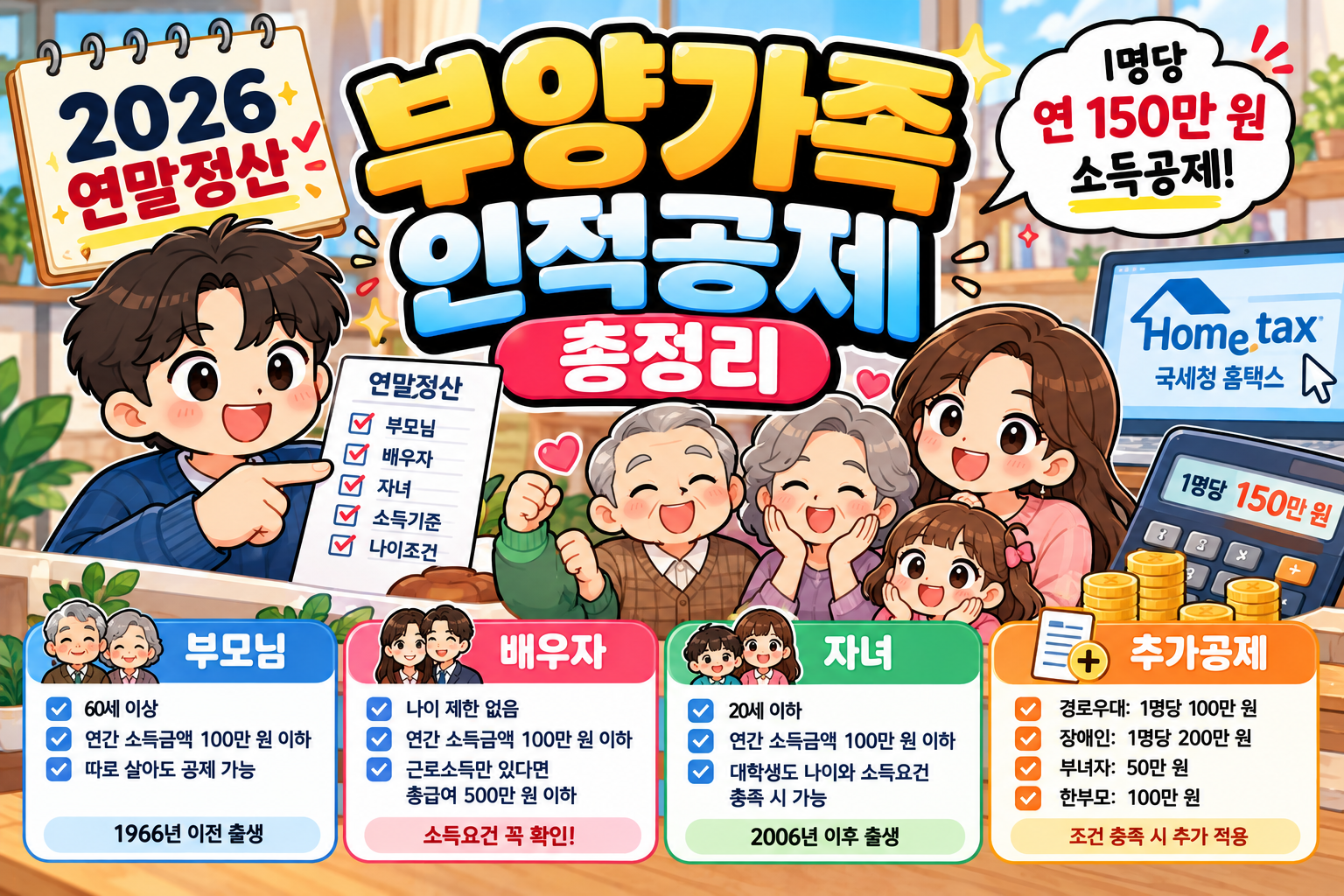 2026 연말정산 부양가족 인적공제 총정리