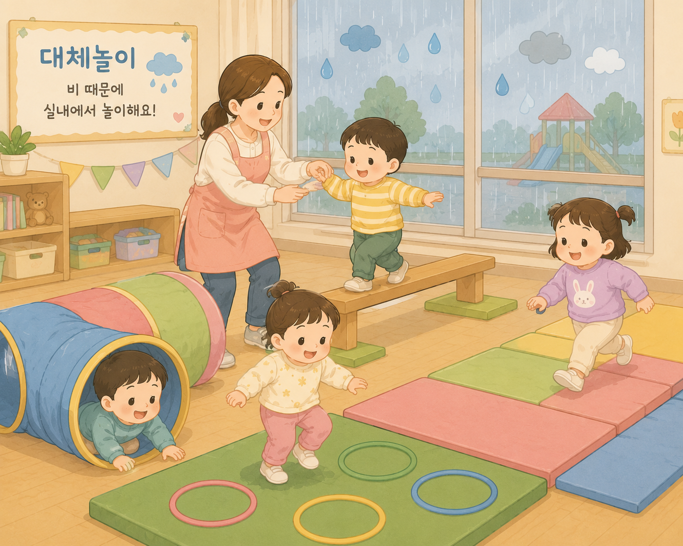 실내에서 재미있게 놀이해요